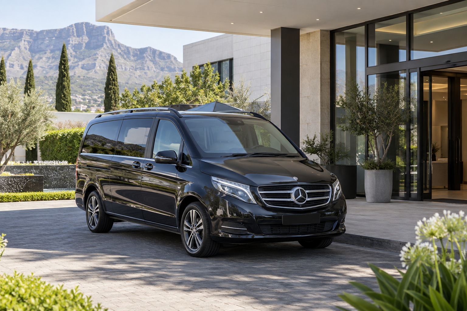 Premium executive people carrier outside a conference venue