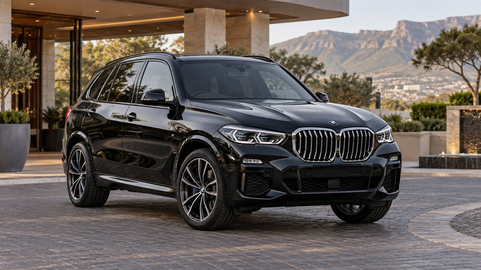 BMW X5 outside a premium hotel