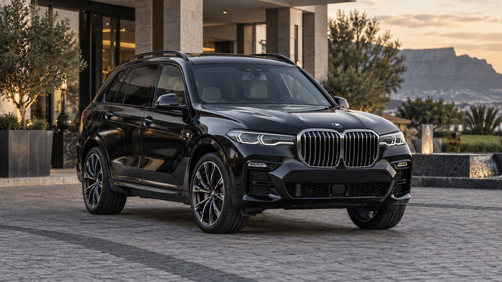 BMW X7 outside a premium hotel