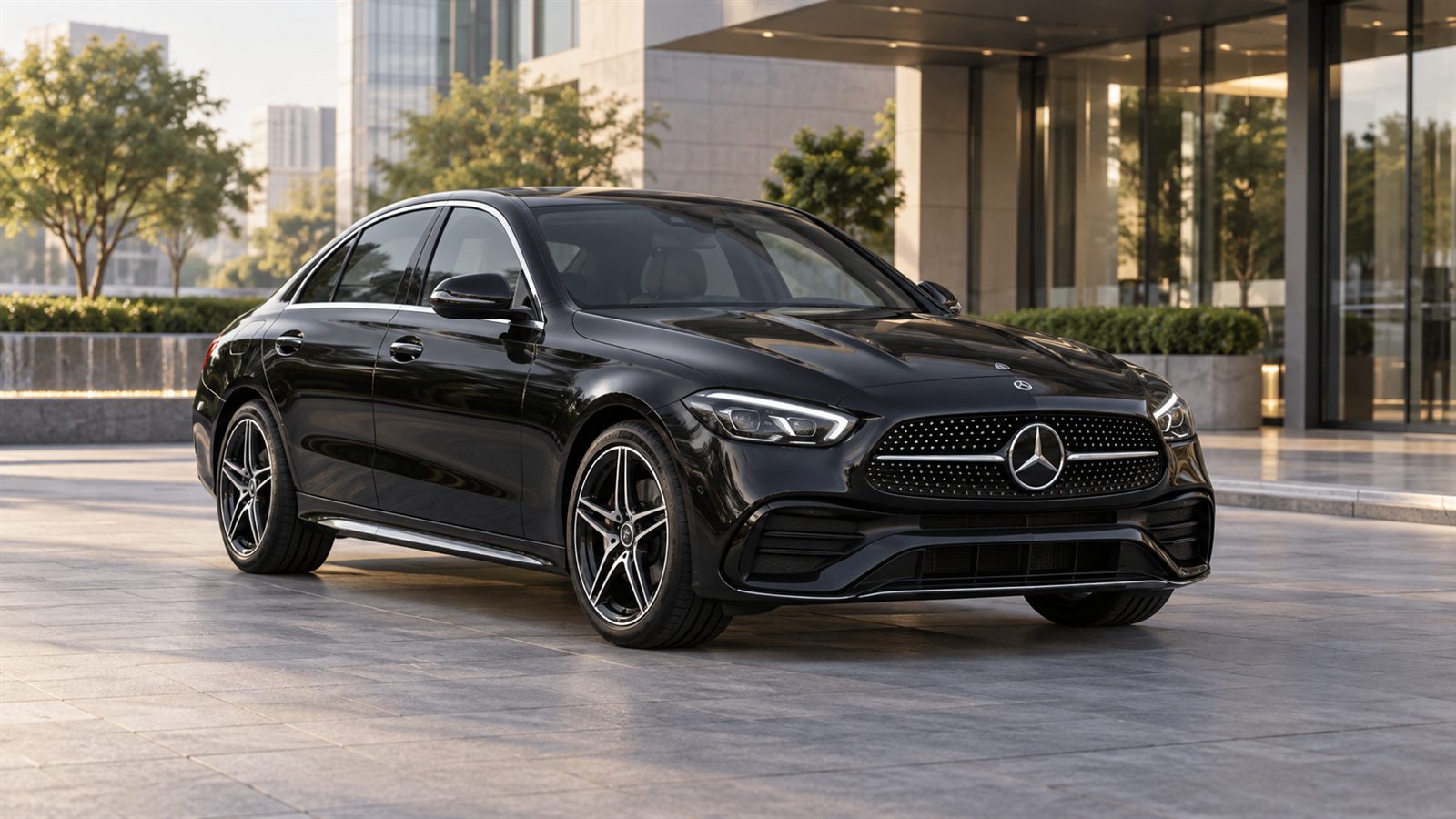 Mercedes-Benz C-Class at a contemporary hotel